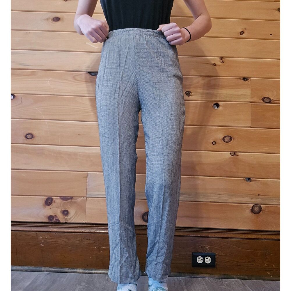 Women's Retro Gingham Comfortable Casual Office Work Straight High Rise Trousers
